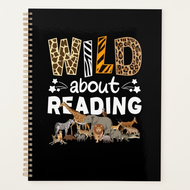Wild About Reading Books And Bookworm Library Planner (Front)