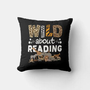 Wild About Reading Books And Bookworm Library Throw Pillow