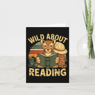 Wild about reading books reader lover librarian card
