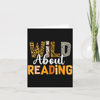 Wild about reading funny book lover bookworm anima card