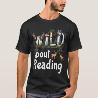 Wild About Reading Zoo Animals Books Reader Lover T-Shirt