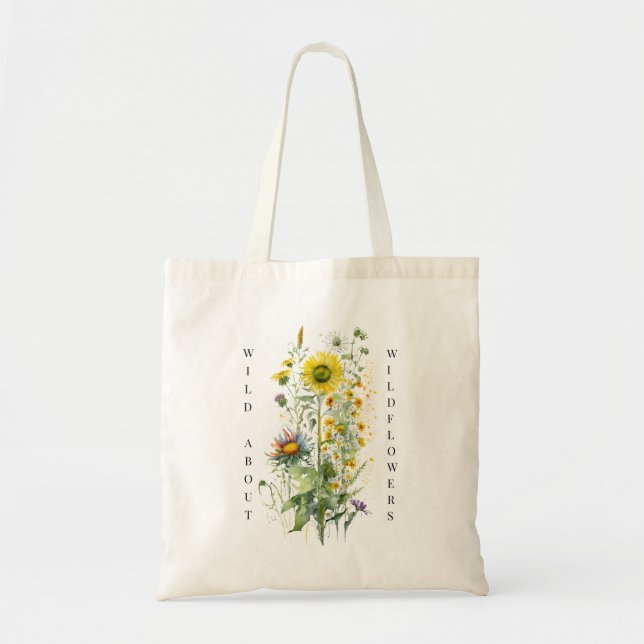 Wild about Wildflowers, A Wildflower Garden Design Tote Bag (Front)