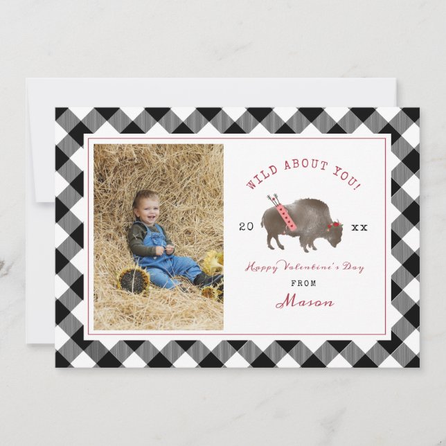 Wild About You Buffalo Cupid Photo Valentine (Front)