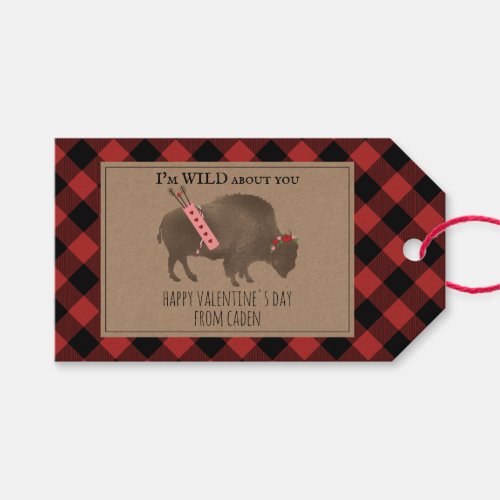 Wild About You Buffalo Cupid Valentine Photo Gift Tags