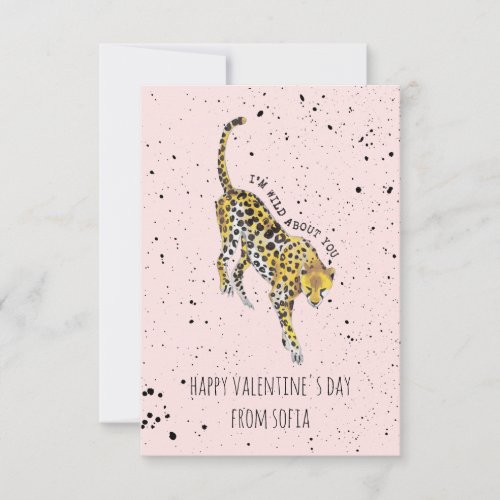 Wild About You Cheetah Classroom Photo Valentine Card