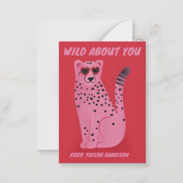 Wild About You Cheetah Classroom Valentine Card (Front)