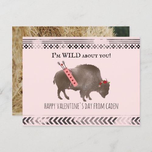 Wild About You Classroom Valentine Buffalo Photo Postcard