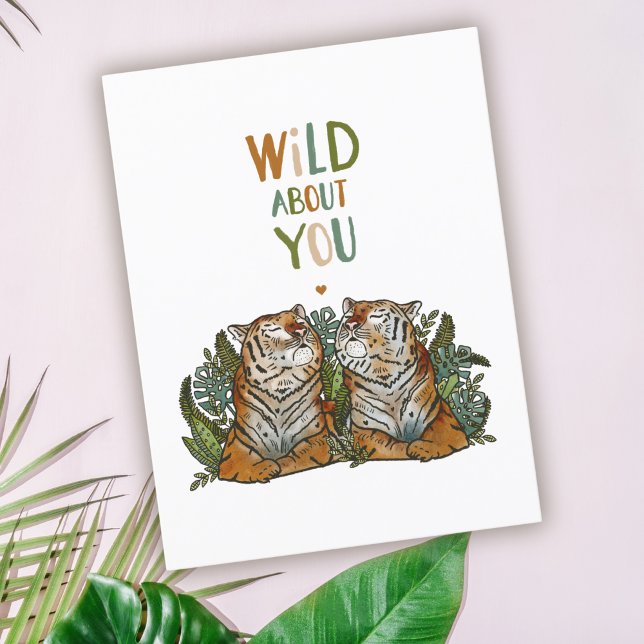 Wild About You Tiger Love Valentine Postcard (Creator Uploaded)