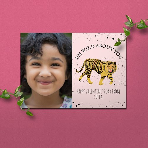 Wild About You Tiger Pink Valentine Photo Card