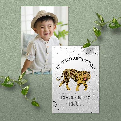 Wild About You Tiger School Photo White Valentine Card