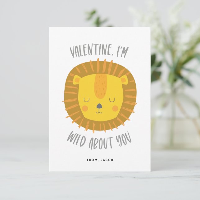 Wild about you Valentine Card white (Standing Front)