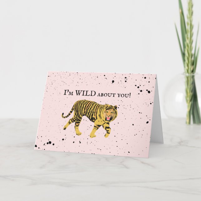 Wild About You Valentine Tiger Kids Classroom Post Card (Front)
