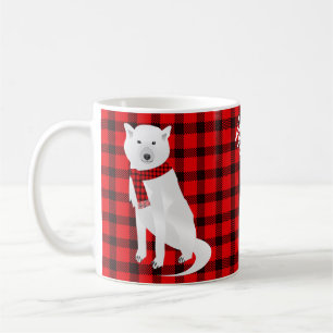 Wild About You White Wolf Red Buffalo Plaid Coffee Mug