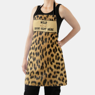 WILD ABOUT YOUR TEXT Leopard Print Custom Apron