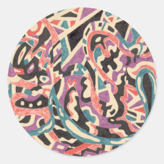 Wild, abstract classic round sticker