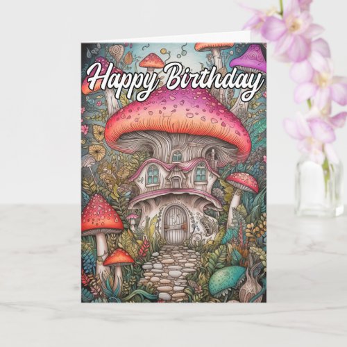 Wild Abstract Mushroom Forest Illustration Card
