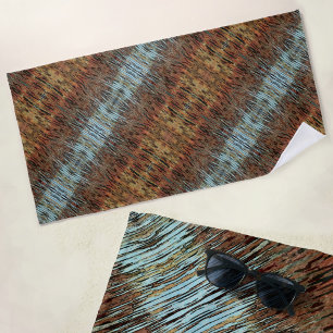 Wild Abstract Pattern Aqua Brown and Orange Beach Towel