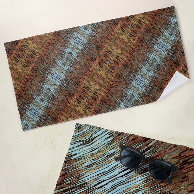 Wild Abstract Pattern Aqua Brown and Orange Beach Towel (Creator Uploaded)