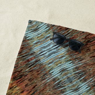 Wild Abstract Pattern in Aqua Brown and Orange