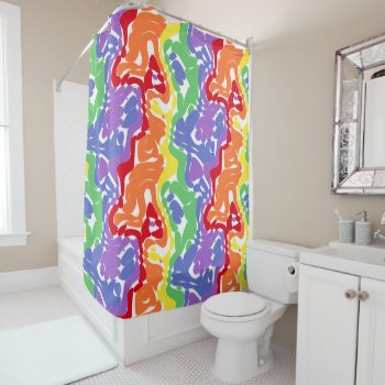 Wild Abstract Rainbow Pattern Shower Curtain by mariannegilliand at Zazzle