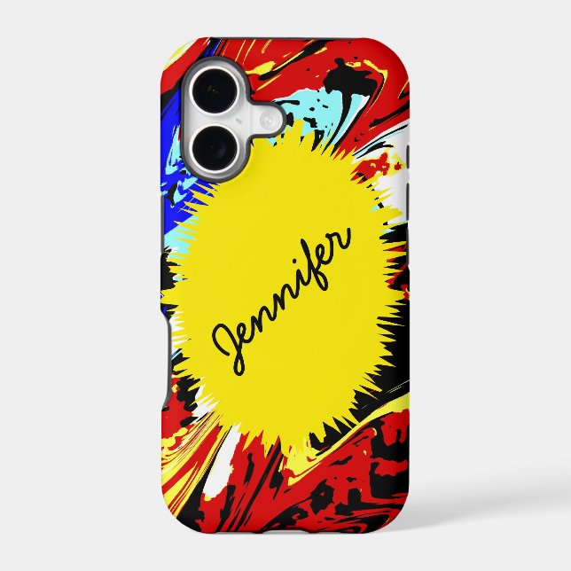 Wild Abstract & Yellow, Personalized Name, Case-Mate iPhone Case (Back)