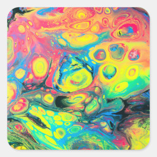 Wild Acrylic Fluid Art Abstract Square Sticker