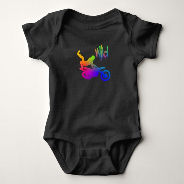 WILD ADVENTURE MOTOCROSS STUNT RACER FOR INFANTS BABY BODYSUIT (Front)