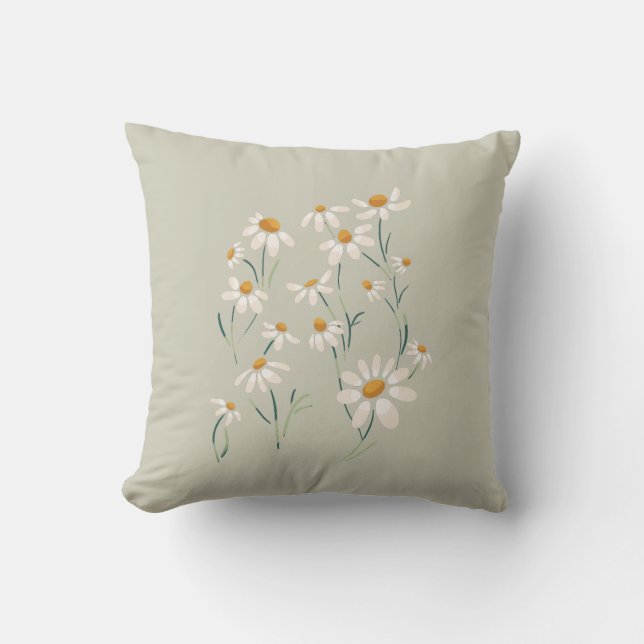 Wild Aesthetic Chamomile Camomile Delicate Flowers Throw Pillow (Front)