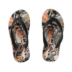 Wild African Animal Skin Pattern Kid's Flip Flops