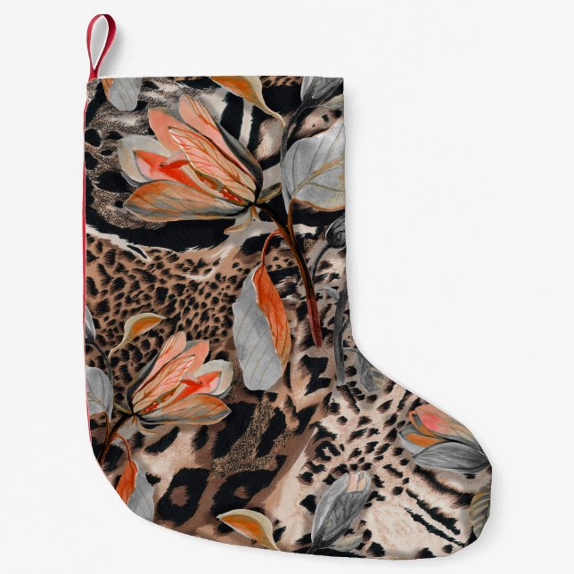 Wild African Animal Skin Pattern Small Christmas Stocking (Front)