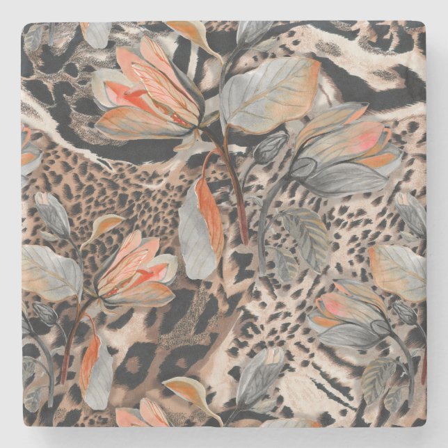 Wild African Animal Skin Pattern Stone Coaster (Front)