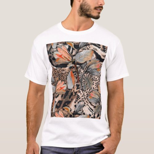 Wild African Animal Skin Pattern T_Shirt