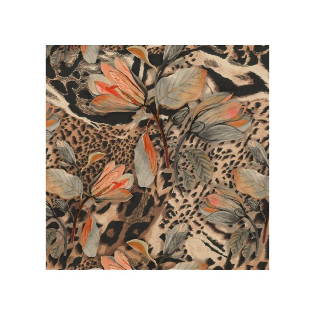 Wild African Animal Skin Pattern Wood Wall Art (Front)