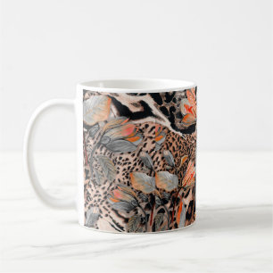Wild african animal skin with browm flowers patter coffee mug