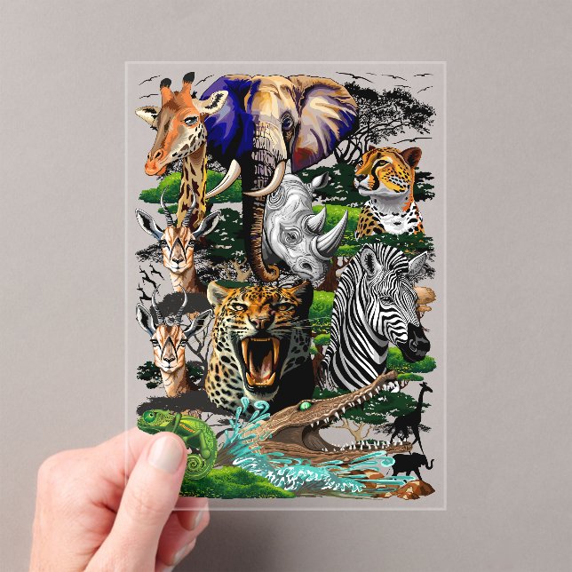 Wild African Savanna Animals Acrylic Invitations (Insitu (Handheld))