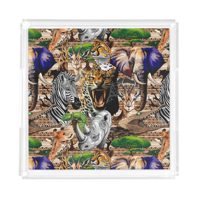 Wild African Savanna Animals Acrylic Tray (Front)
