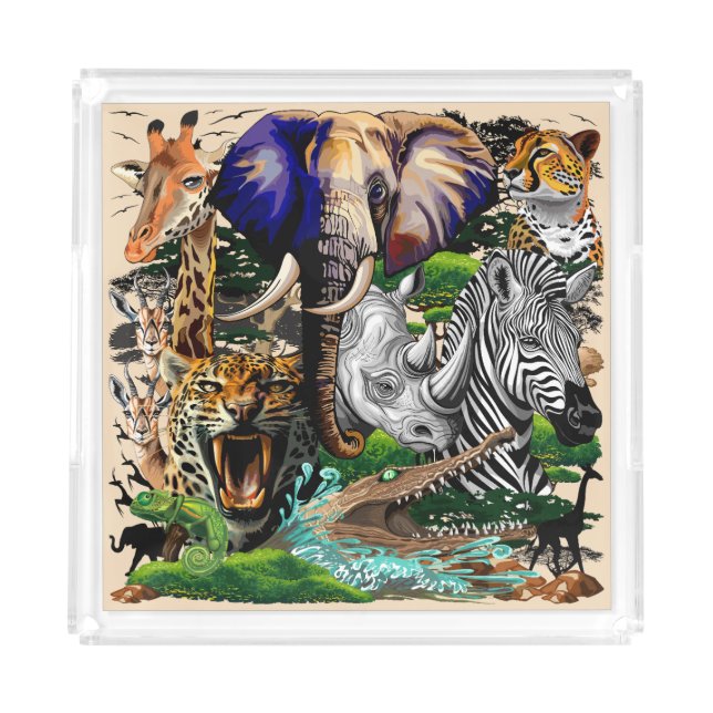 Wild African Savanna Animals Acrylic Tray (Front)