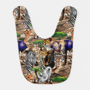 Wild African Savanna Animals Baby Bib
