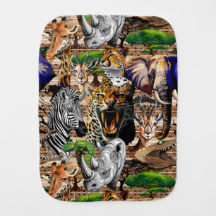 Wild African Savanna Animals Baby Burp Cloth