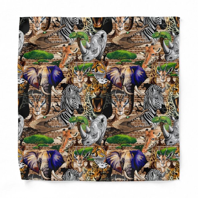 Wild African Savanna Animals Bandana (Front)