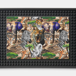 Wild African Savanna Animals Bar Mat