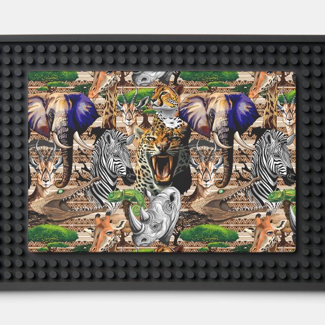 Wild African Savanna Animals Bar Mat (Front (Close Up))