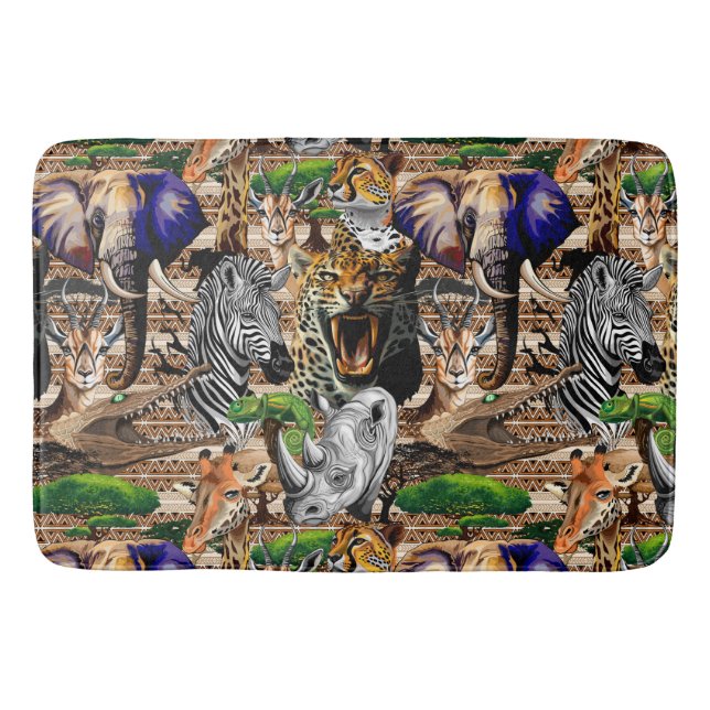 Wild African Savanna Animals Bath Mat (Front)
