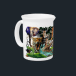 Wild African Savanna Animals Beverage Pitcher<br><div class="desc">African Savanna Wild Animals assembled to compose a  beautiful Nature Background,  featuring : giraffe,  rhinoceros,  gazelle,  elephant,  zebra,  crocodile,  chameleon,  leopard,  Cheetah. Original vector Graphic Art Copyright BluedarkArt TheChameleonArt.</div>