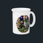 Wild African Savanna Animals Beverage Pitcher<br><div class="desc">African Savanna Wild Animals assembled to compose a  beautiful Nature Background,  featuring : giraffe,  rhinoceros,  gazelle,  elephant,  zebra,  crocodile,  chameleon,  leopard,  Cheetah. Original vector Graphic Art Copyright BluedarkArt TheChameleonArt.</div>