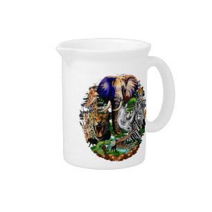 Wild African Savanna Animals Beverage Pitcher