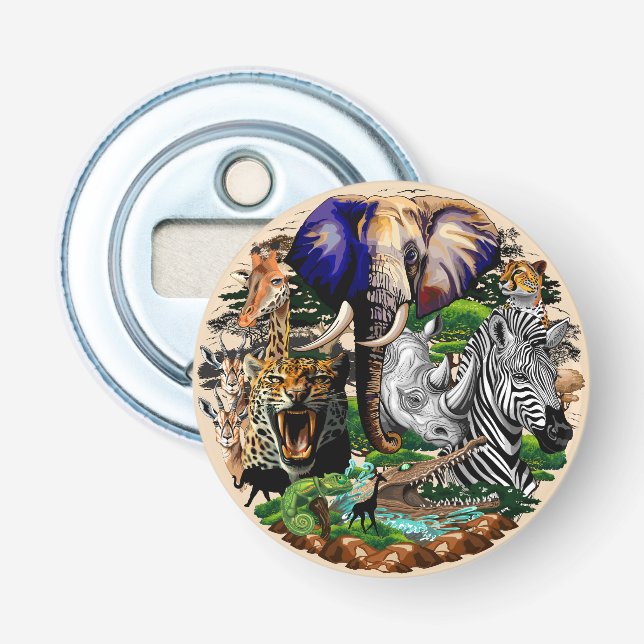 Wild African Savanna Animals Bottle Opener (Front)