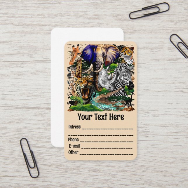 Wild African Savanna Animals Business Card (Front/Back In Situ)