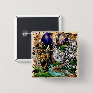 Wild African Savanna Animals Button