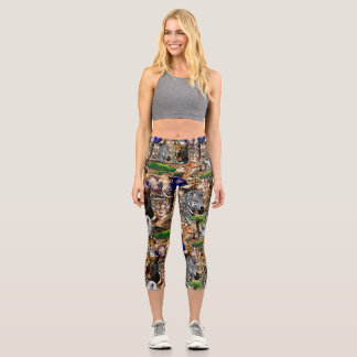 Wild African Savanna Animals Capri Leggings